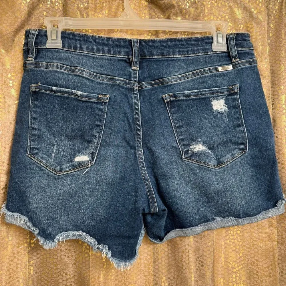 KanCan Distressed Destroyed Blue Stretchy Summer Shorts 14/32